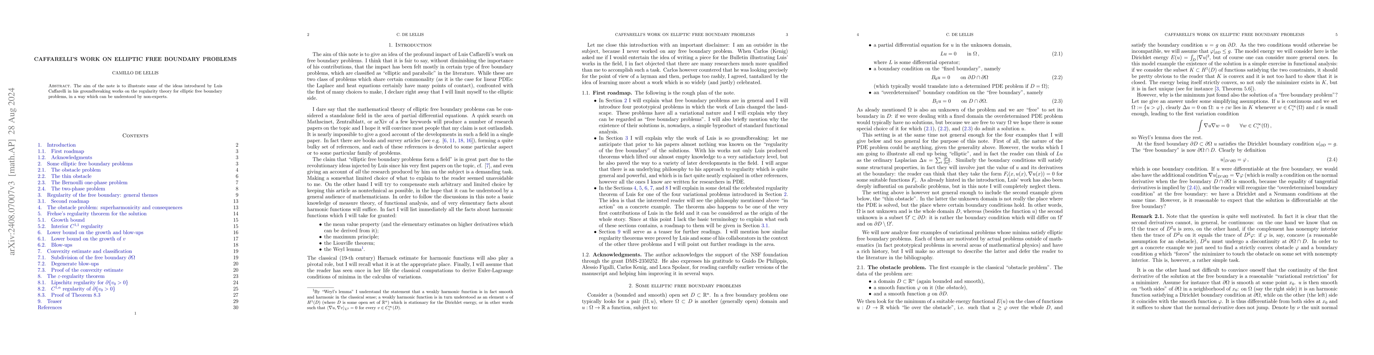 Thumbnail for Caffarelli's work on elliptic free boundary problems