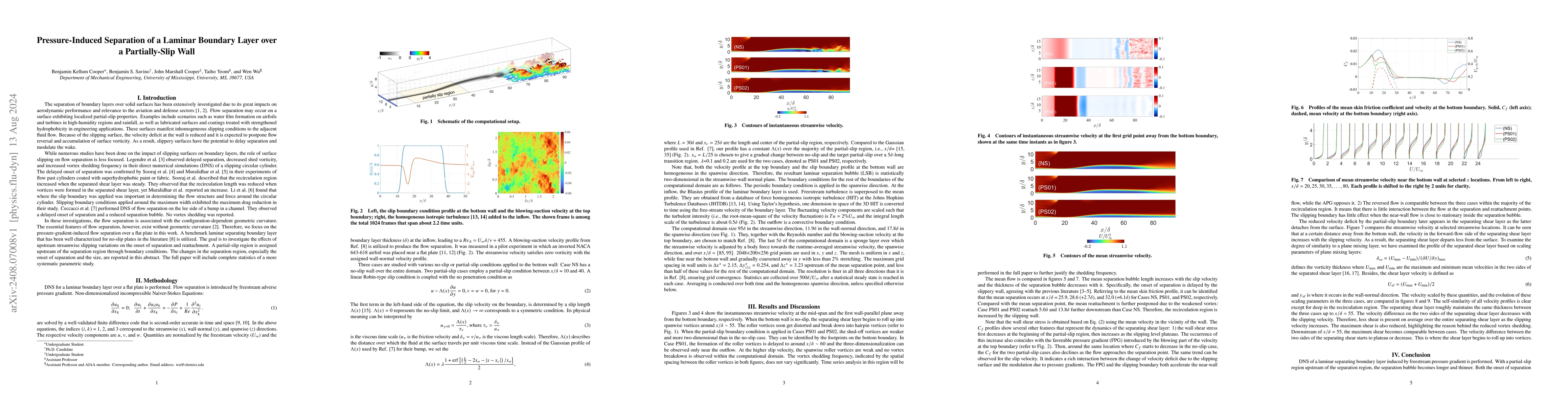 Thumbnail for Pressure-Induced Separation of a Laminar Boundary Layer over a
  Partially-Slip Wall