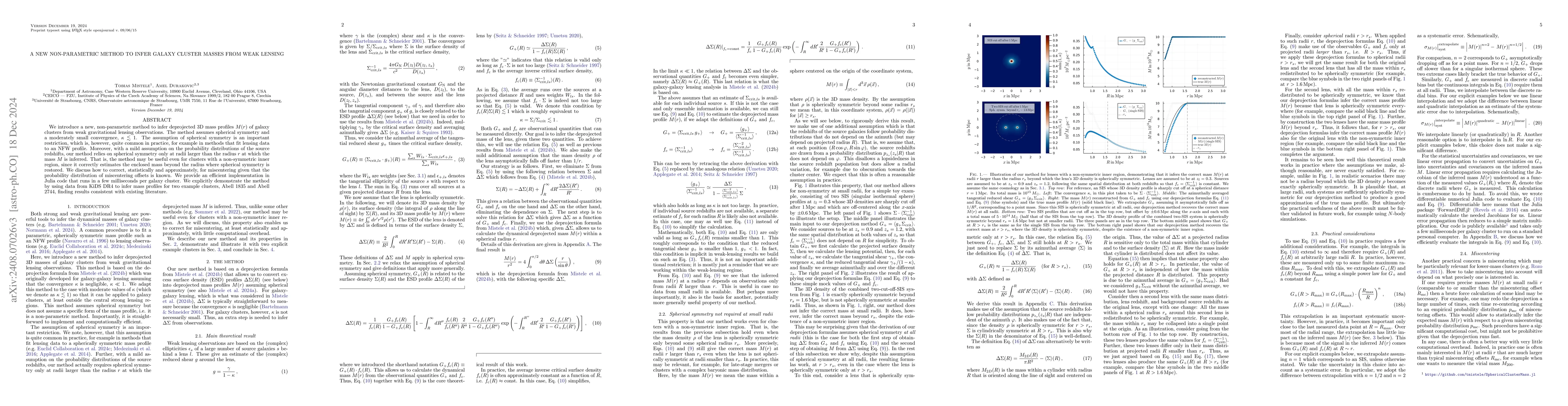 Thumbnail for A new non-parametric method to infer galaxy cluster masses from weak
  lensing