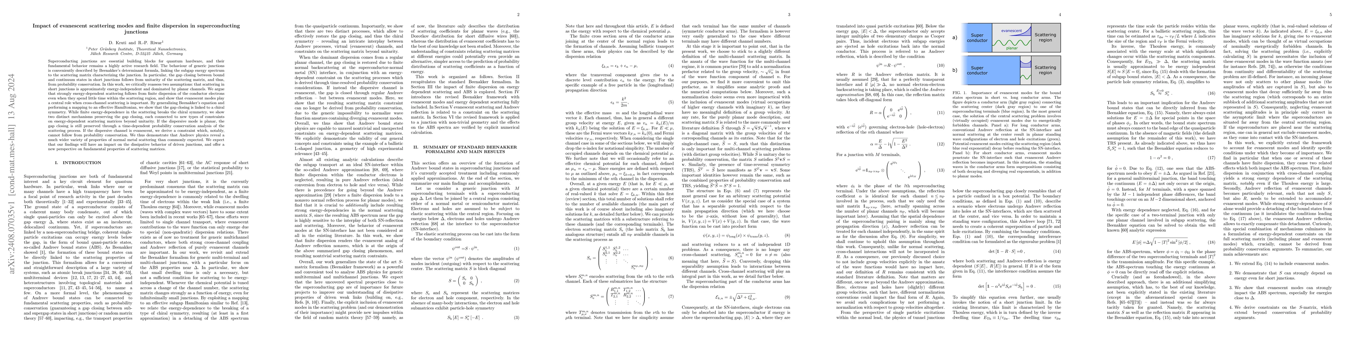 Thumbnail for Impact of evanescent scattering modes and finite dispersion in
  superconducting junctions