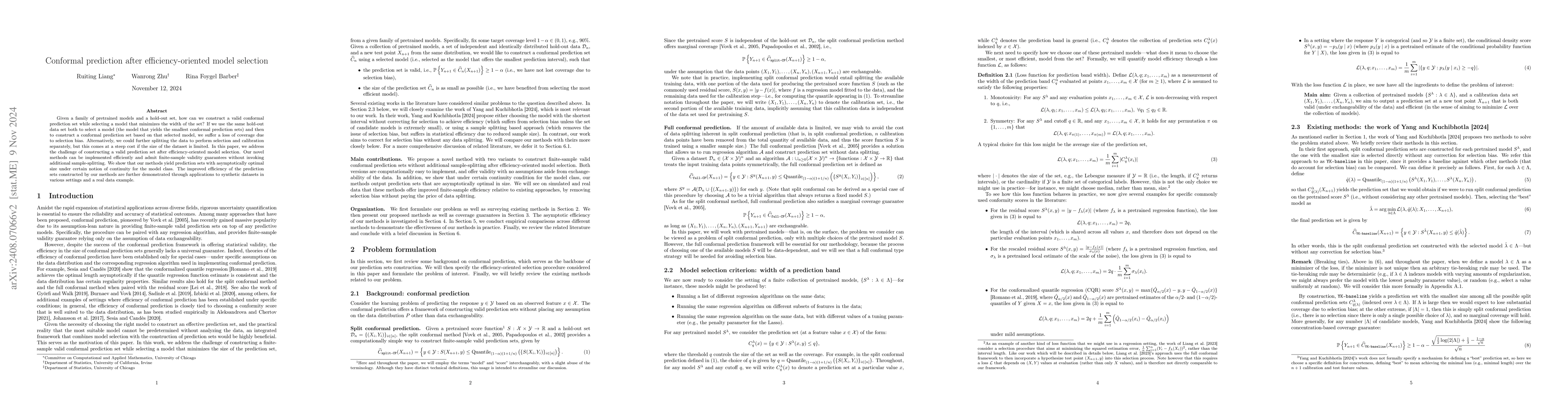 Thumbnail for Conformal prediction after efficiency-oriented model selection