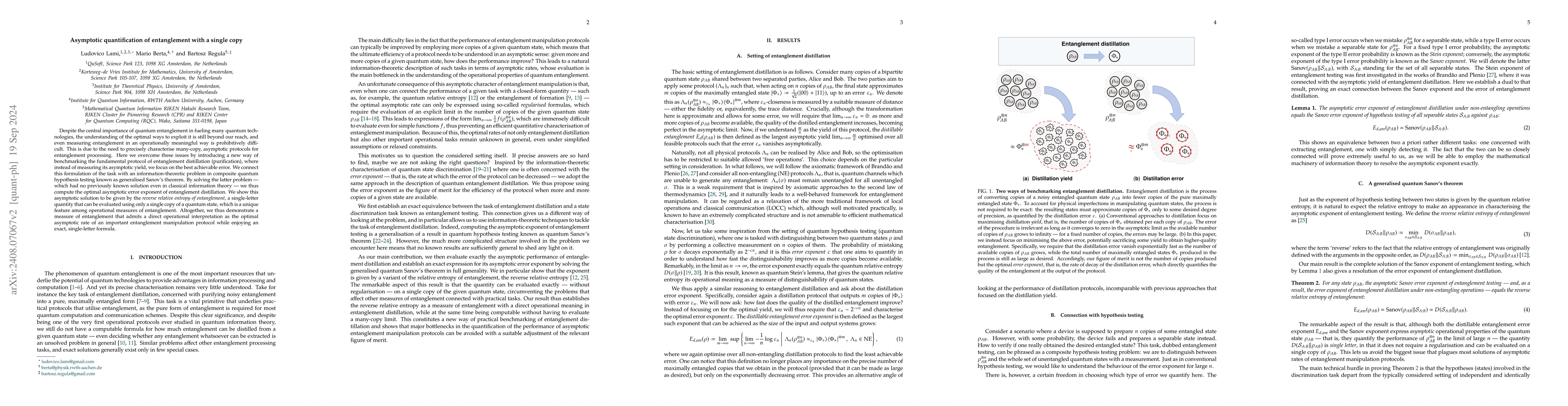 Thumbnail for Asymptotic quantification of entanglement with a single copy