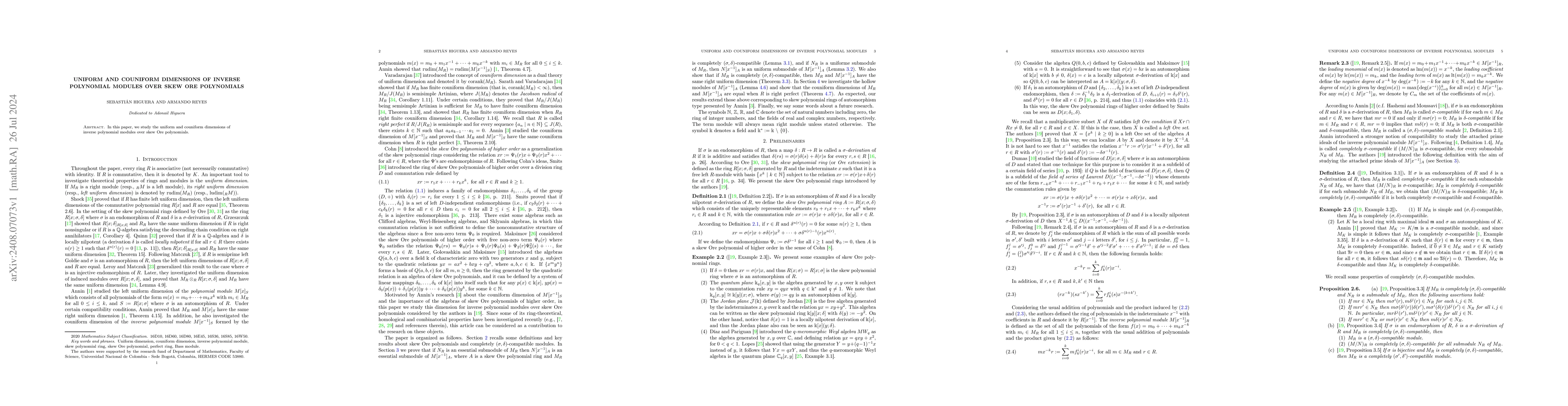 Thumbnail for Uniform and couniform dimensions of inverse polynomial modules over skew
  Ore polynomials