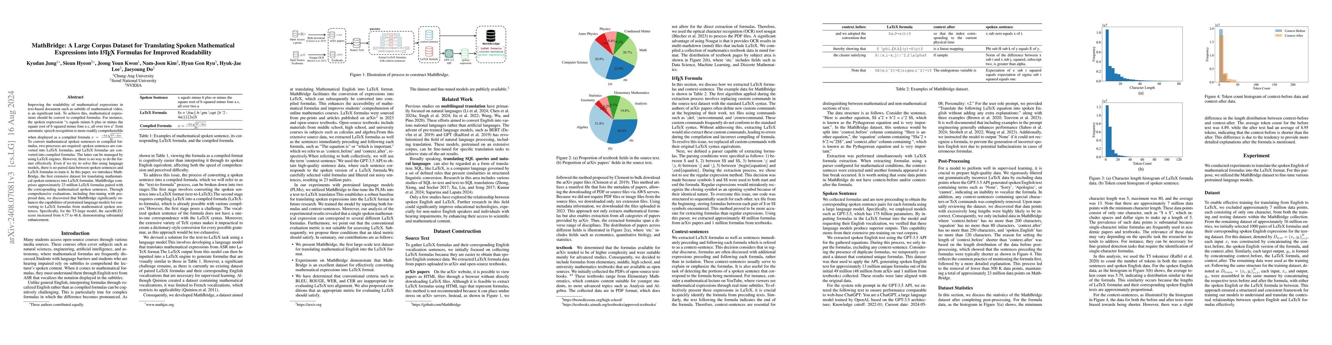 Thumbnail for MathBridge: A Large Corpus Dataset for Translating Spoken Mathematical
  Expressions into $LaTeX$ Formulas for Improved Readability