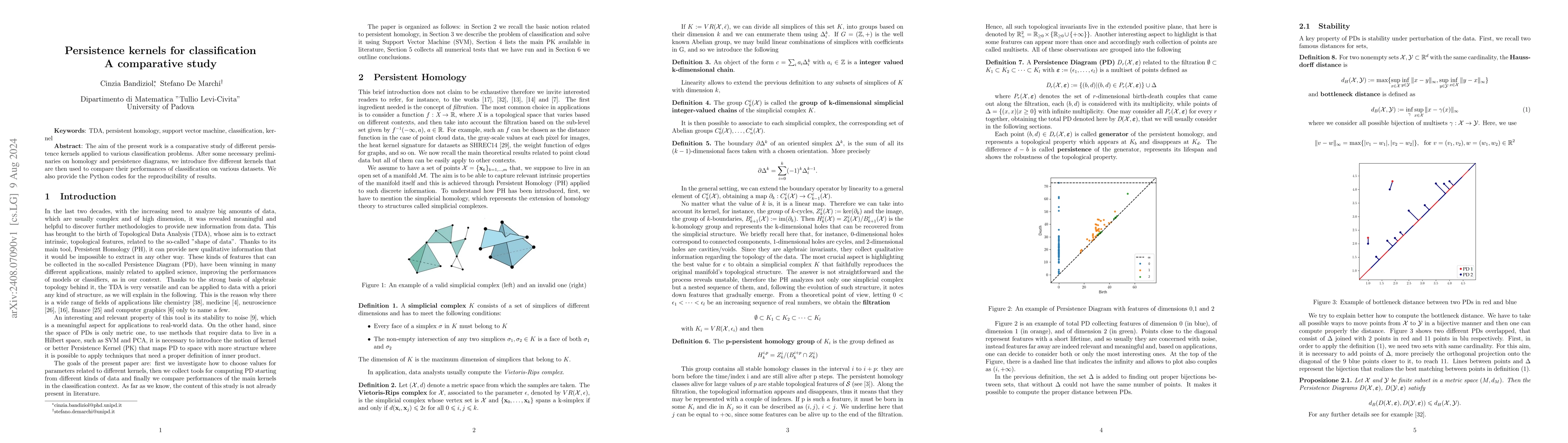 Thumbnail for Persistence kernels for classification: A comparative study