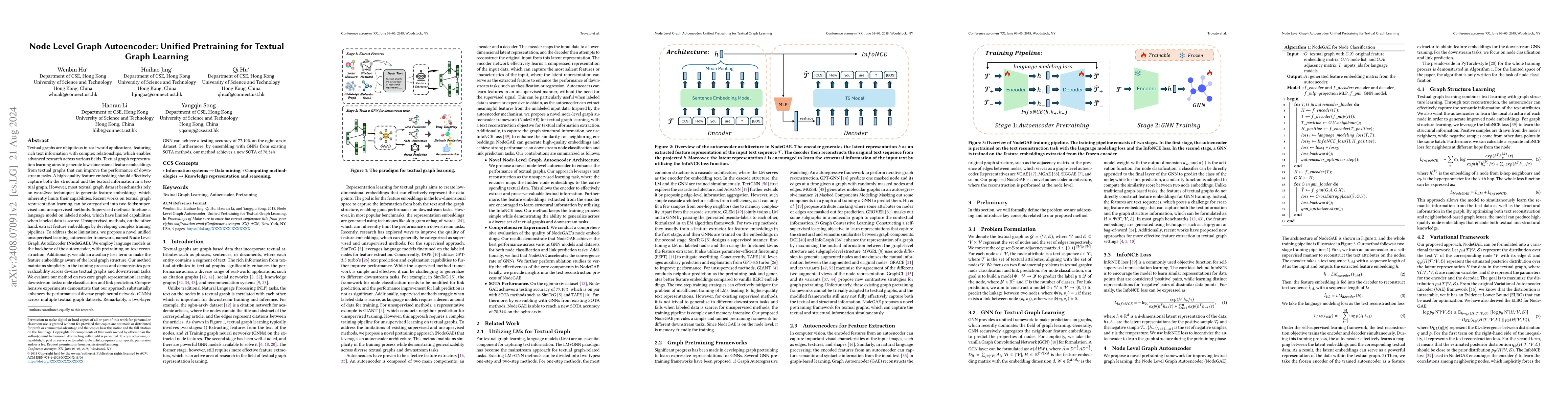 Thumbnail for Node Level Graph Autoencoder: Unified Pretraining for Textual Graph
  Learning