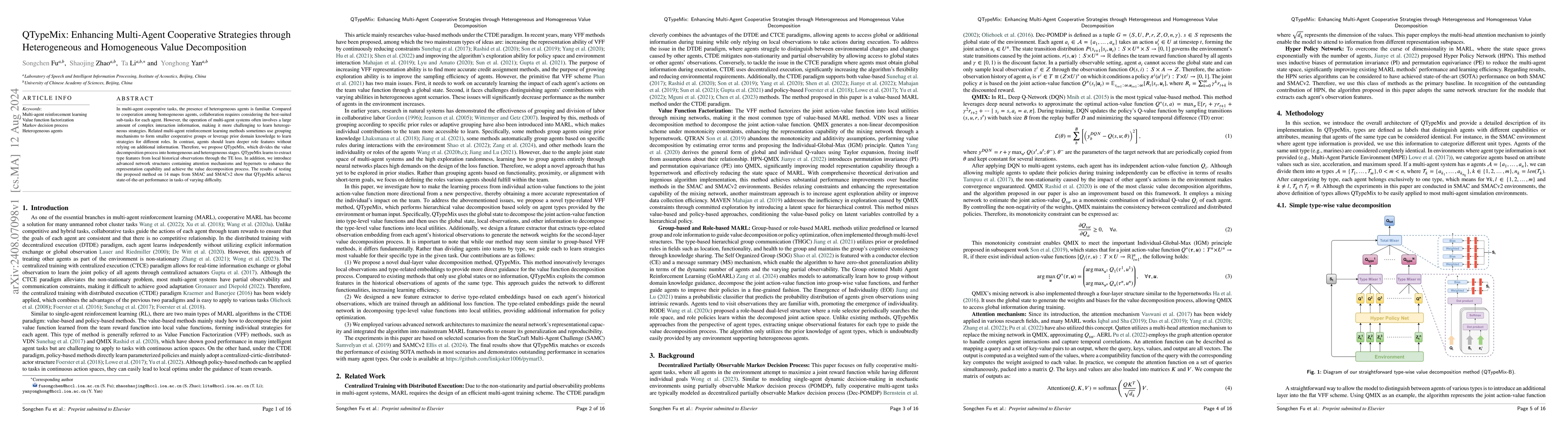 Thumbnail for QTypeMix: Enhancing Multi-Agent Cooperative Strategies through
  Heterogeneous and Homogeneous Value Decomposition