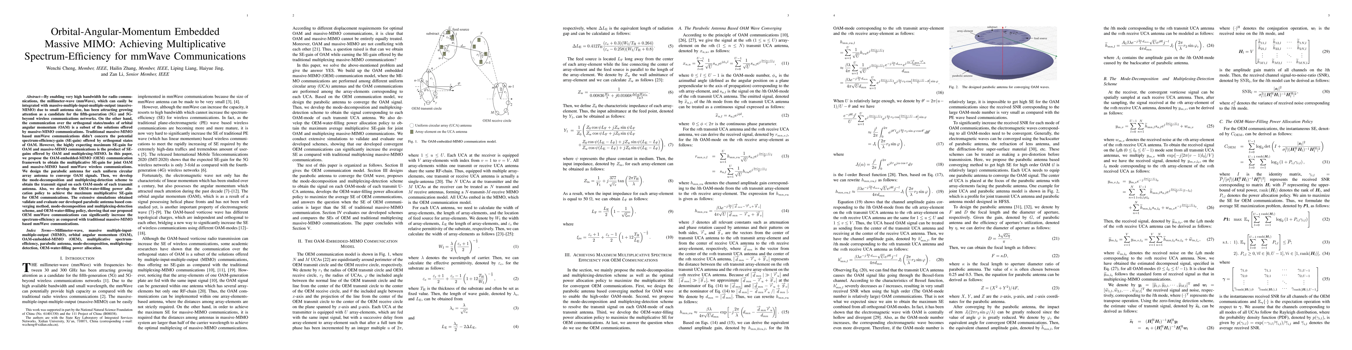 Thumbnail for Orbital-Angular-Momentum Embedded Massive MIMO: Achieving Multiplicative
  Spectrum-Efficiency for mmWave Communications