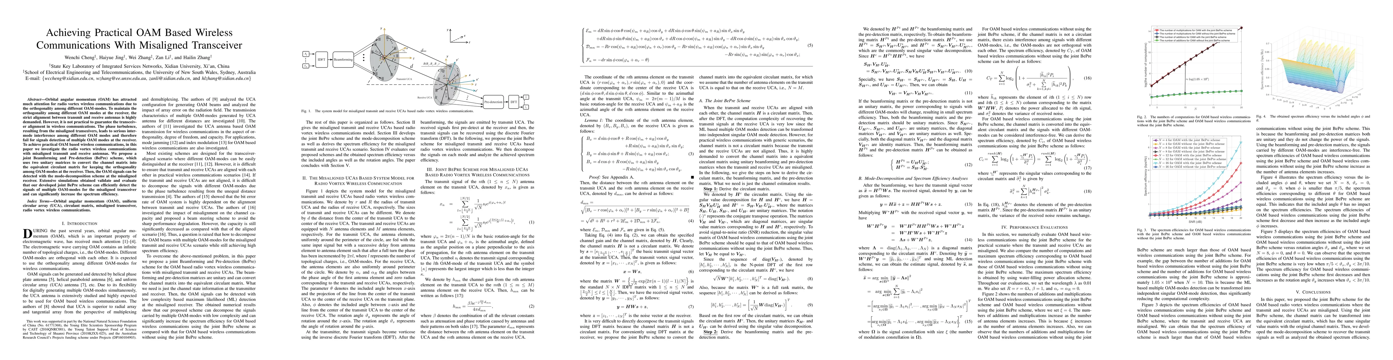 Thumbnail for Achieving Practical OAM Based Wireless Communications With Misaligned
  Transceiver