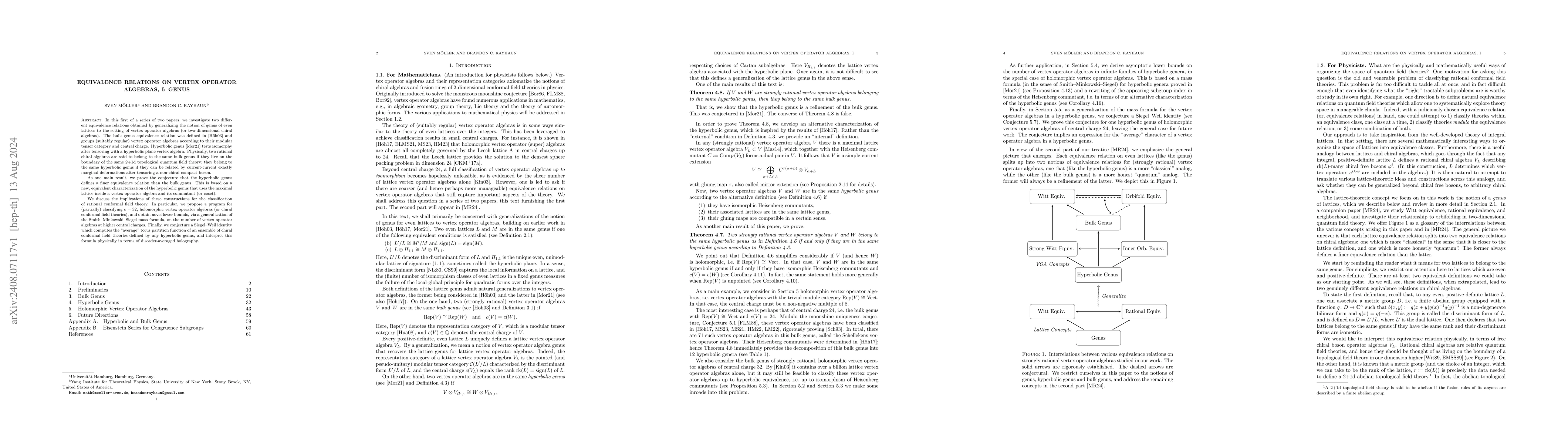 Thumbnail for Equivalence Relations on Vertex Operator Algebras, I: Genus