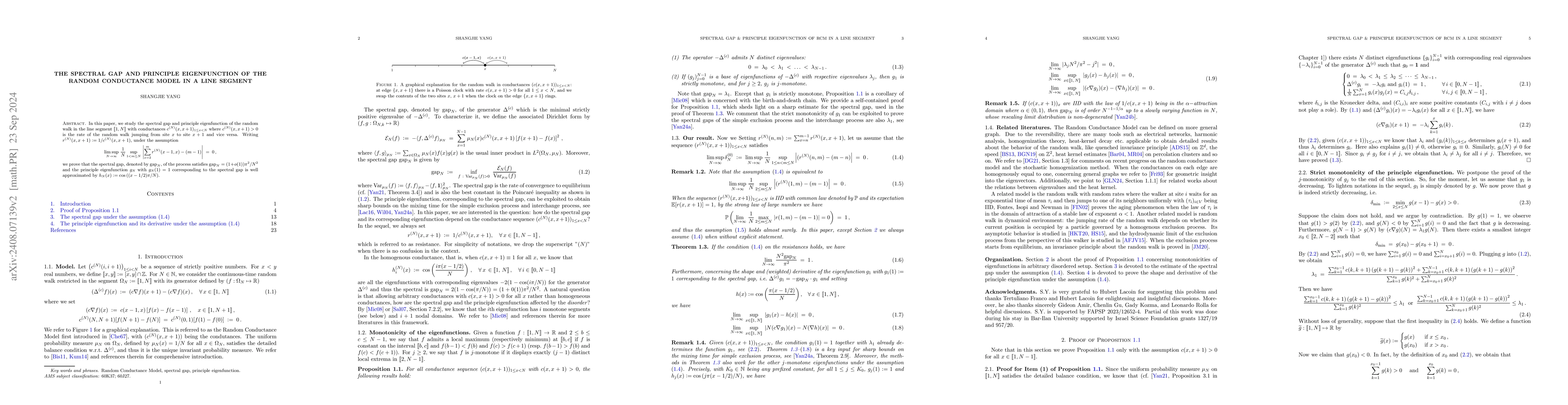 Thumbnail for The spectral gap and principle eigenfunction of the random conductance
  model in a line segment