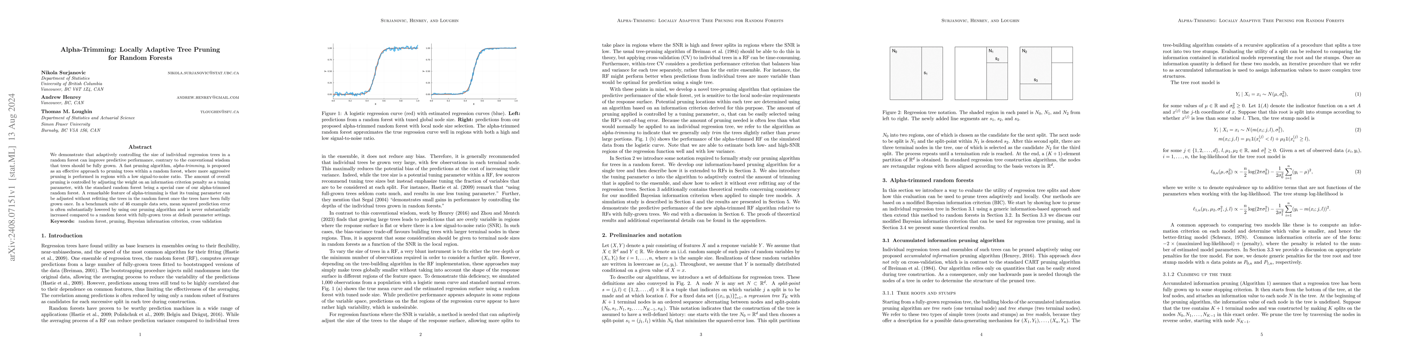Thumbnail for Alpha-Trimming: Locally Adaptive Tree Pruning for Random Forests