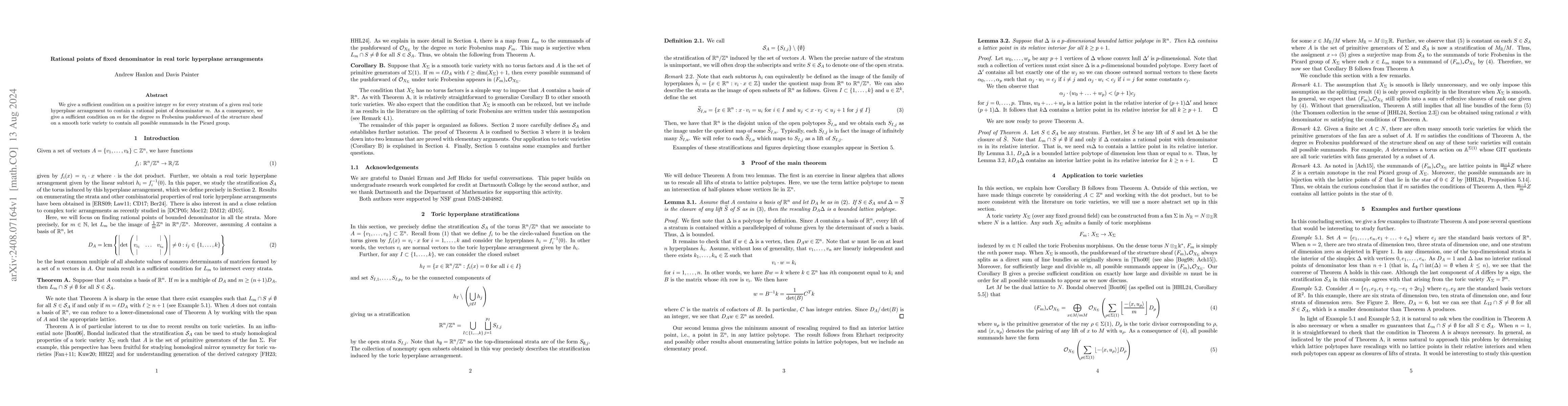 Thumbnail for Rational points of fixed denominator in real toric hyperplane
  arrangements