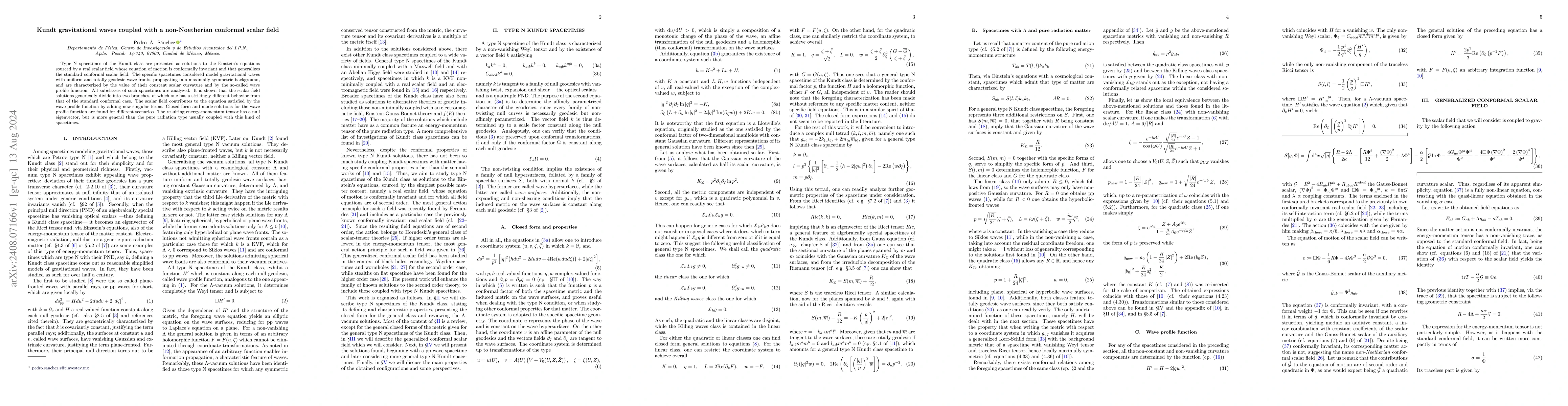 Thumbnail for Kundt Gravitational Waves Coupled with a Non-Noetherian Conformal Scalar
  Field