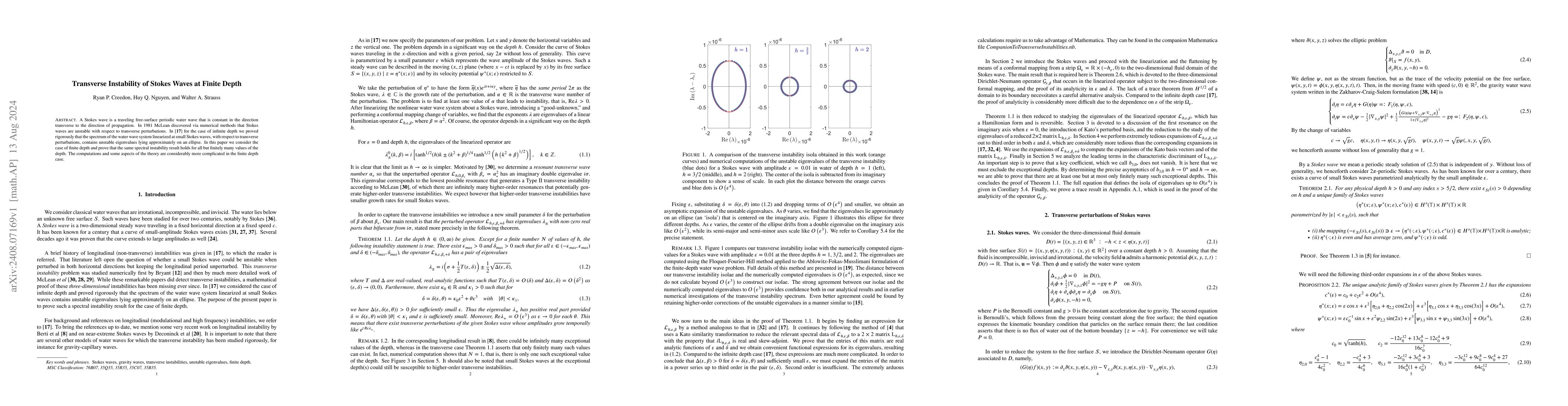Thumbnail for Transverse Instability of Stokes Waves at Finite Depth