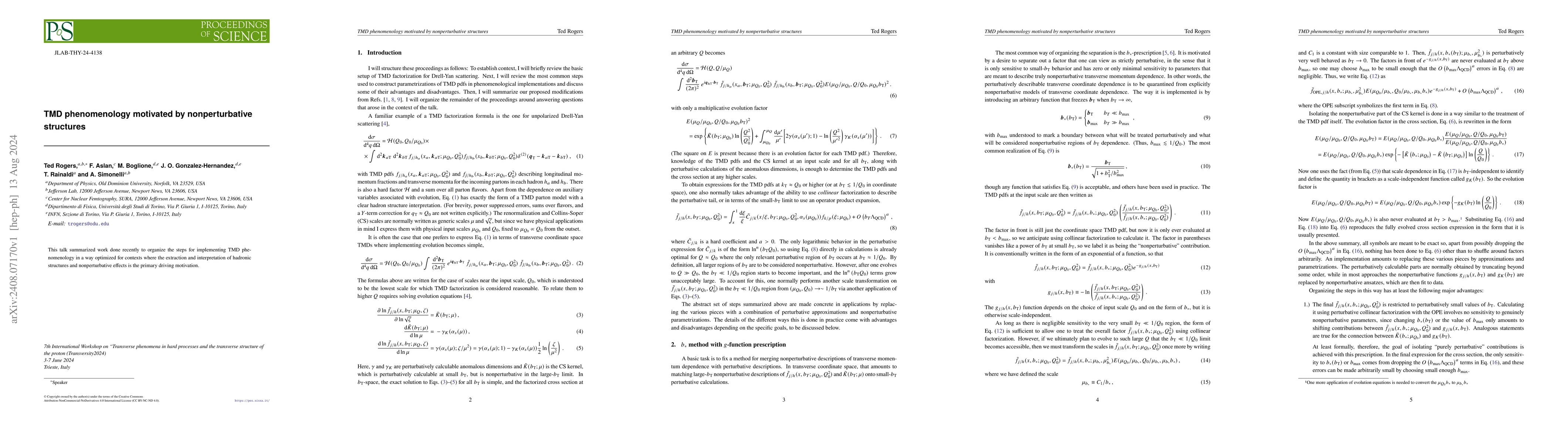 Thumbnail for TMD phenomenology motivated by nonperturbative structures