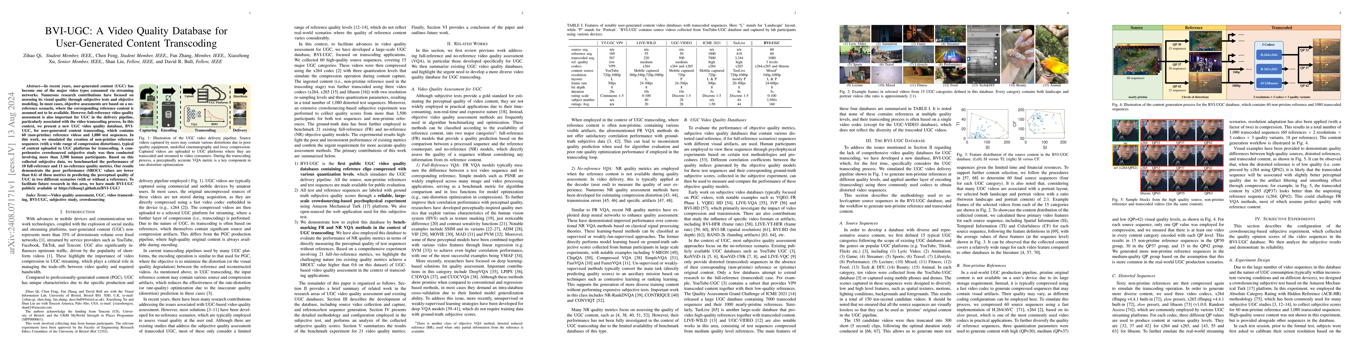 Thumbnail for BVI-UGC: A Video Quality Database for User-Generated Content Transcoding