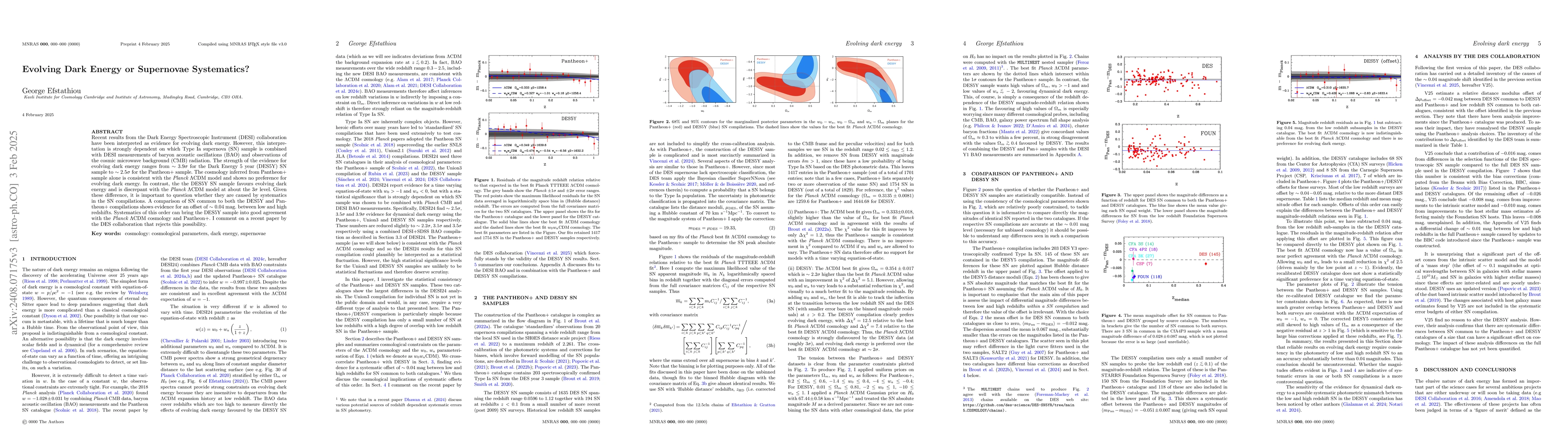 Thumbnail for Evolving Dark Energy or Supernovae Systematics?
