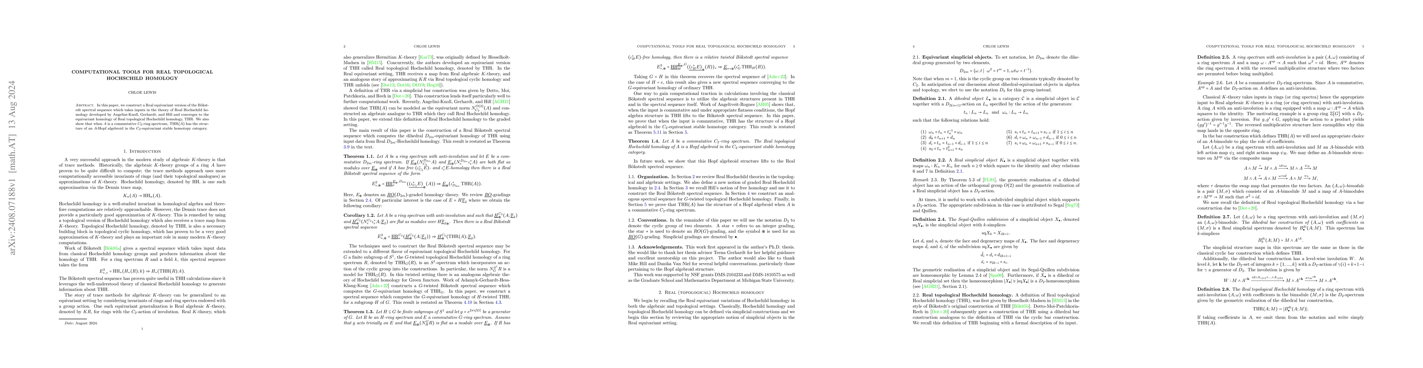 Thumbnail for Computational tools for Real topological Hochschild homology
