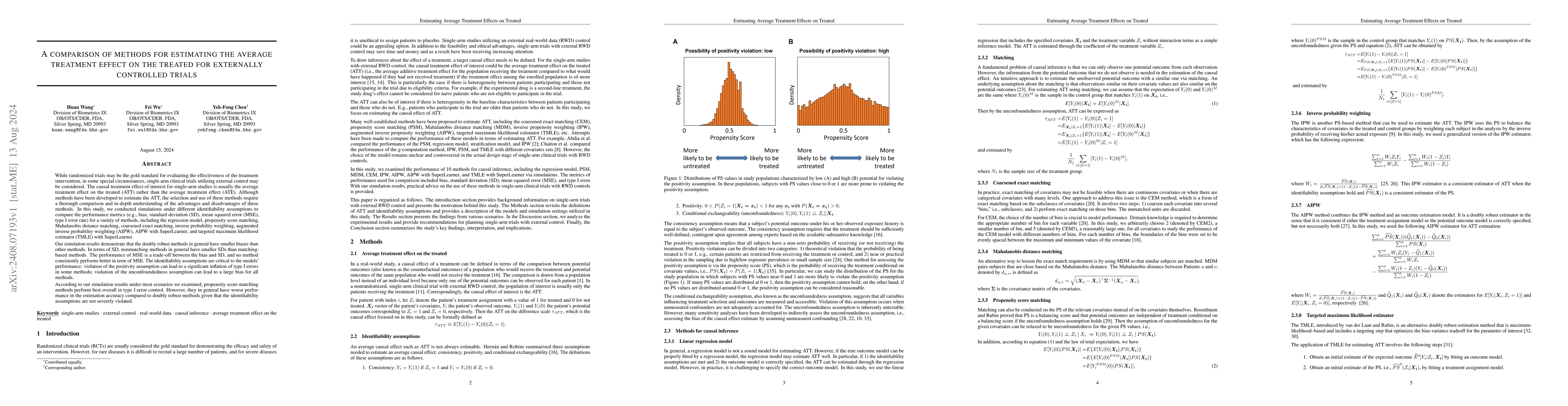 Thumbnail for A comparison of methods for estimating the average treatment effect on
  the treated for externally controlled trials
