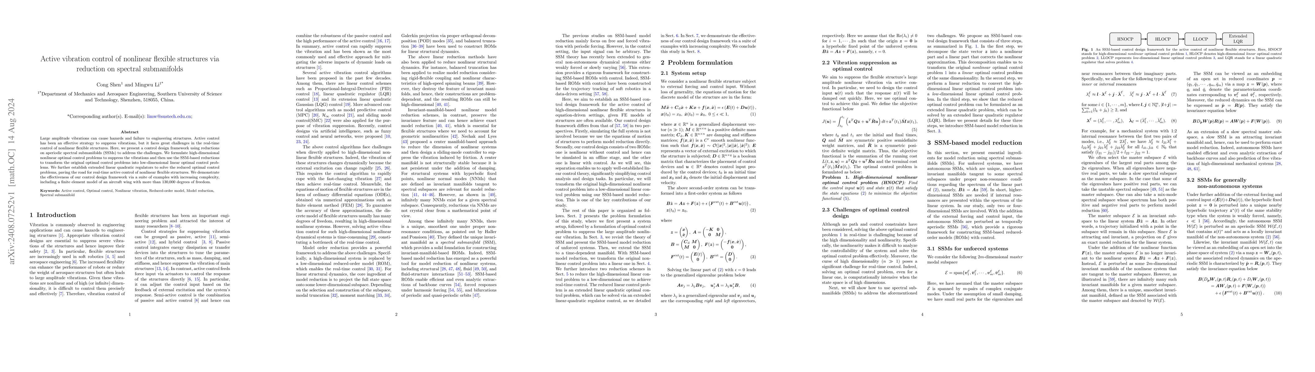 Thumbnail for Active vibration control of nonlinear flexible structures via reduction
  on spectral submanifolds