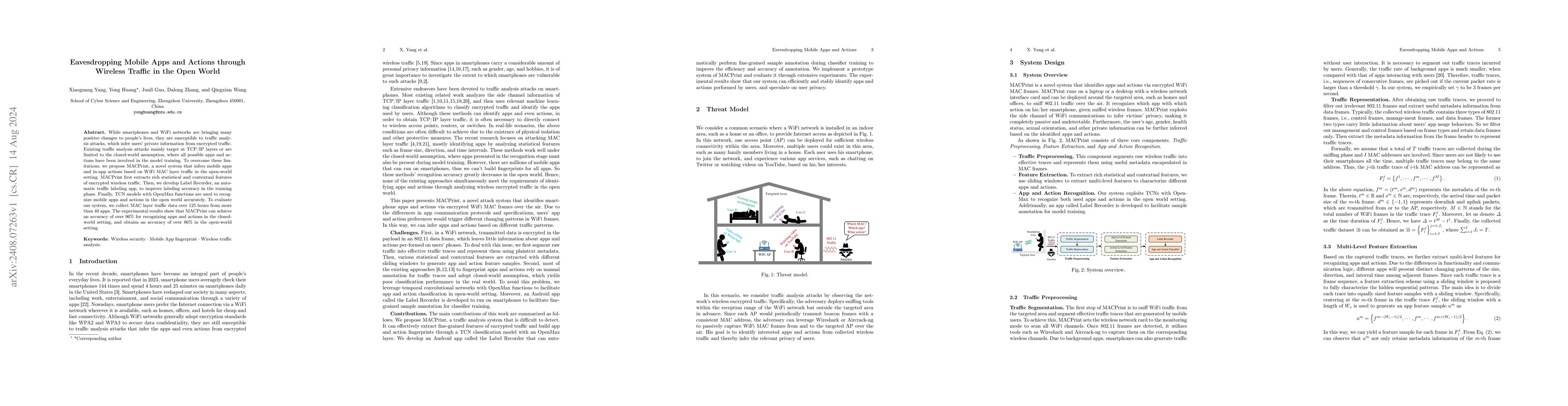 Thumbnail for Eavesdropping Mobile Apps and Actions through Wireless Traffic in the
  Open World