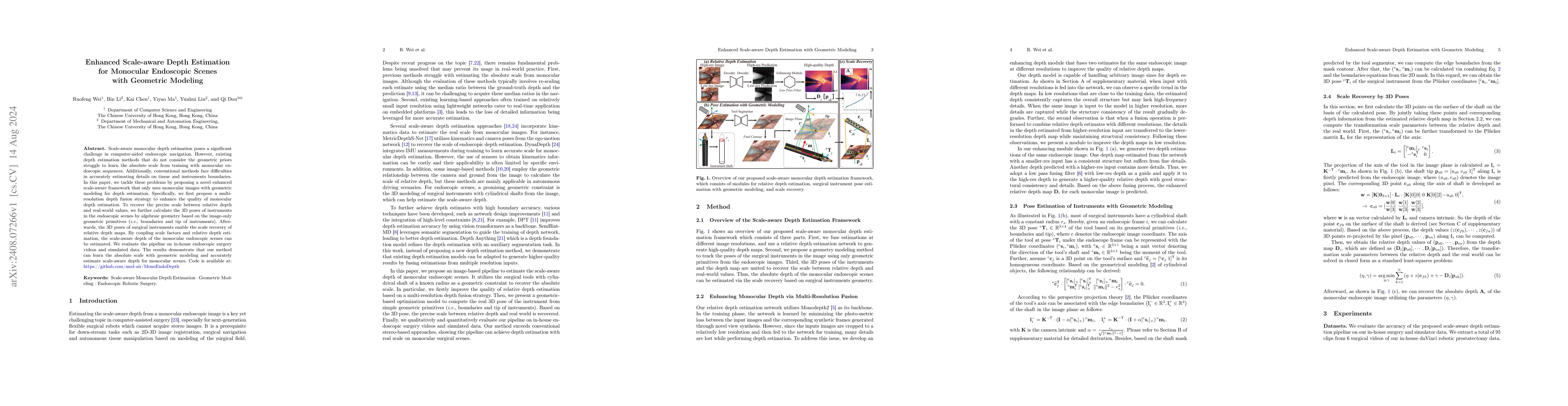 Thumbnail for Enhanced Scale-aware Depth Estimation for Monocular Endoscopic Scenes
  with Geometric Modeling