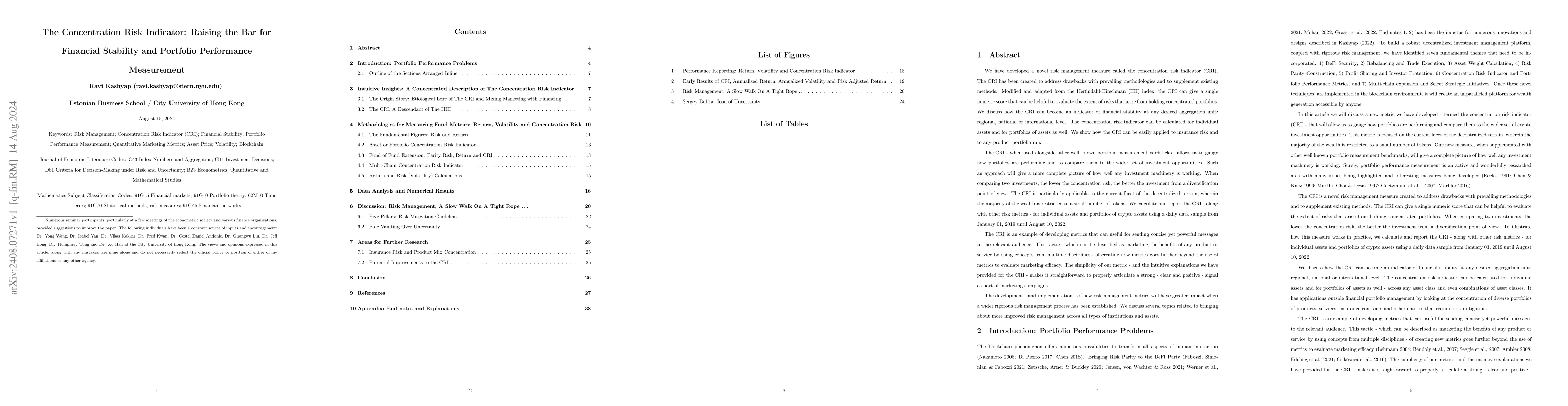 Thumbnail for The Concentration Risk Indicator: Raising the Bar for Financial
  Stability and Portfolio Performance Measurement