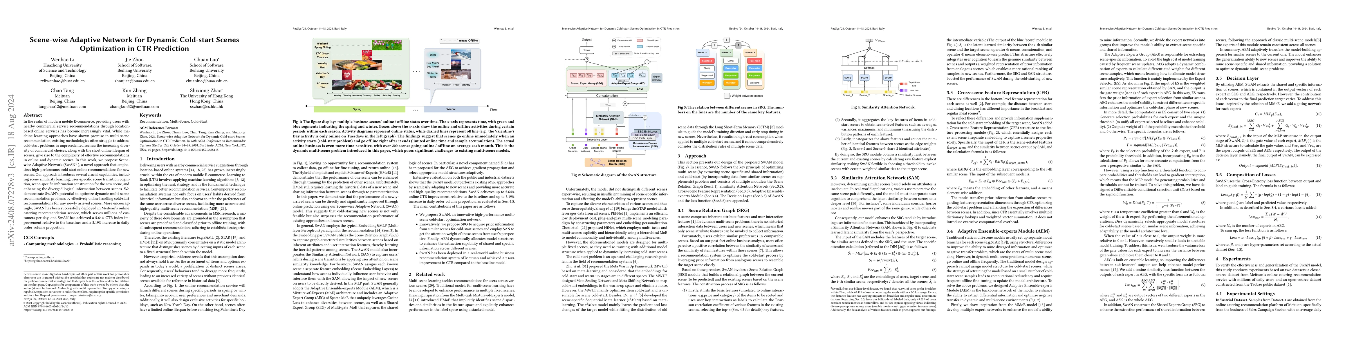 Thumbnail for Scene-wise Adaptive Network for Dynamic Cold-start Scenes Optimization
  in CTR Prediction