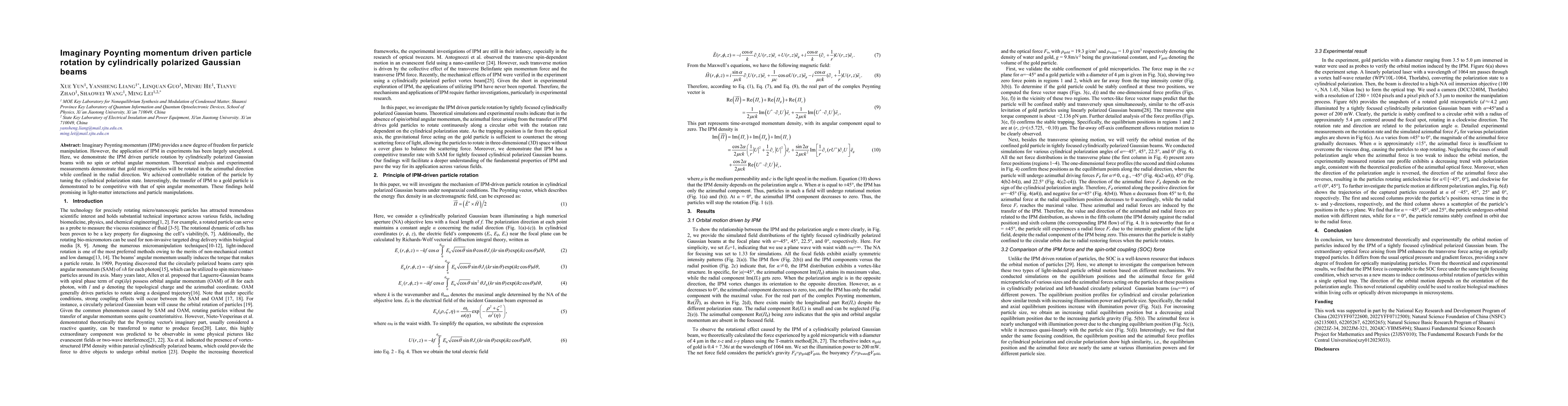 Thumbnail for Imaginary Poynting momentum driven particle rotation by cylindrically
  polarized Gaussian beams