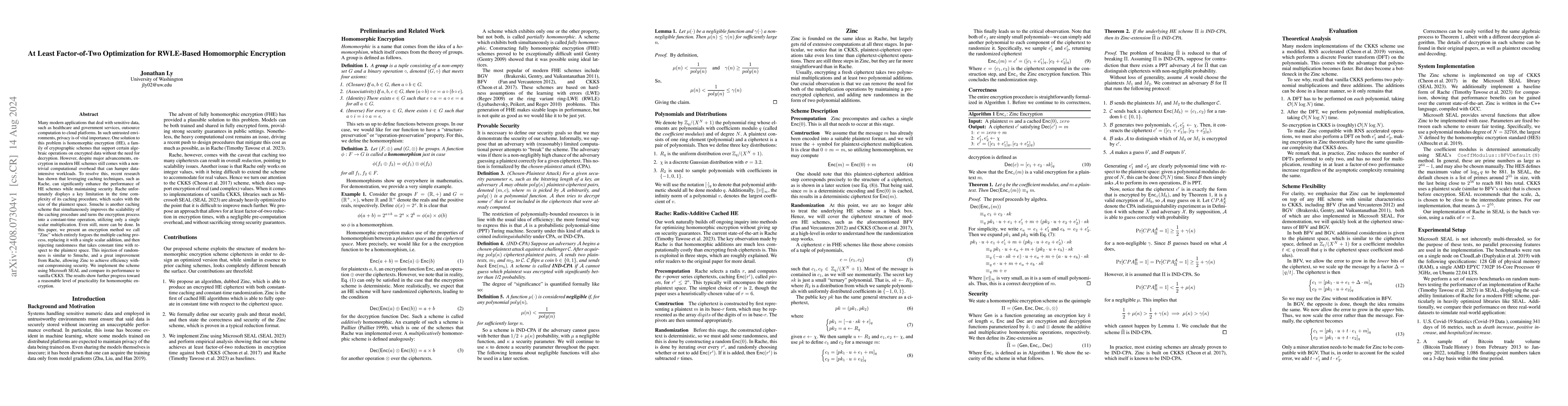 Thumbnail for At Least Factor-of-Two Optimization for RWLE-Based Homomorphic
  Encryption
