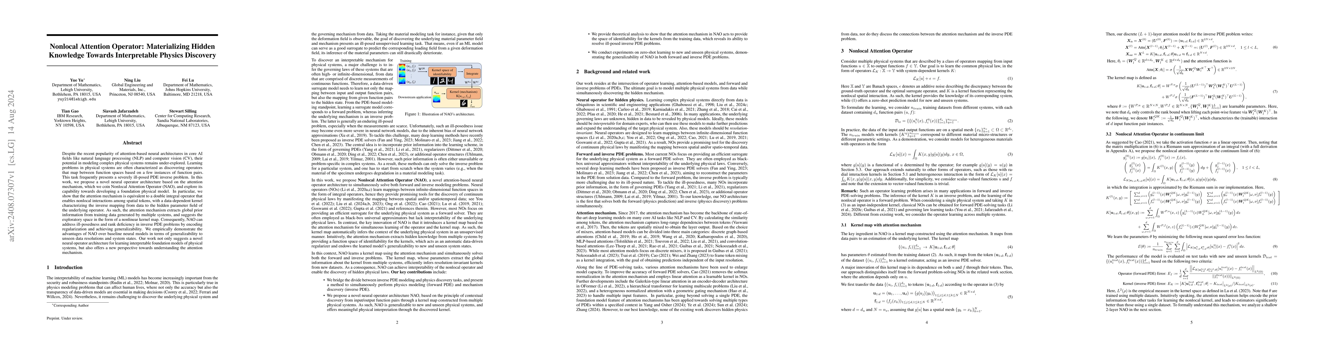Thumbnail for Nonlocal Attention Operator: Materializing Hidden Knowledge Towards
  Interpretable Physics Discovery