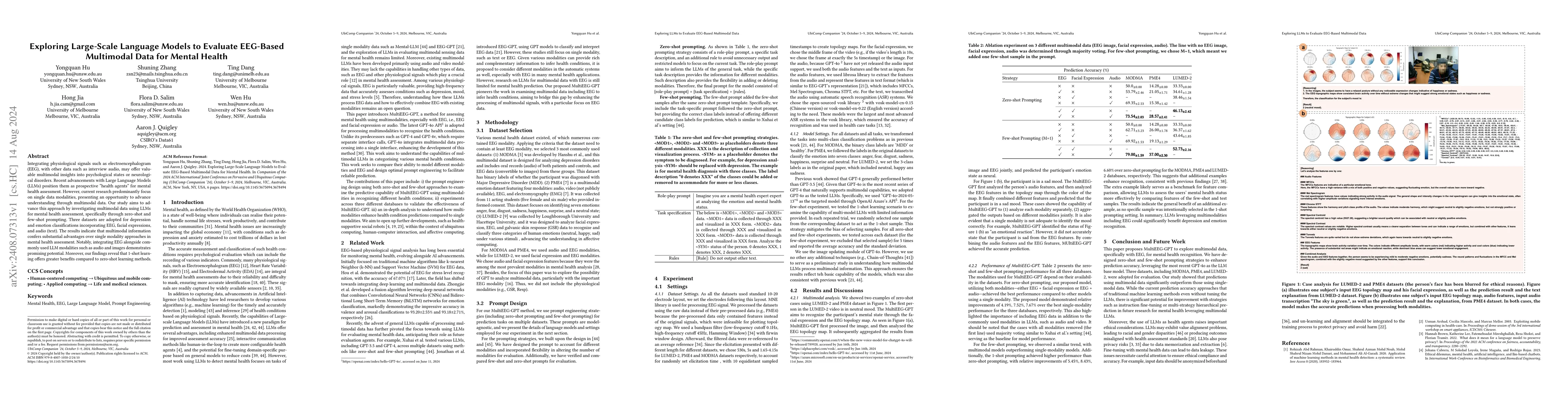 Thumbnail for Exploring Large-Scale Language Models to Evaluate EEG-Based Multimodal
  Data for Mental Health