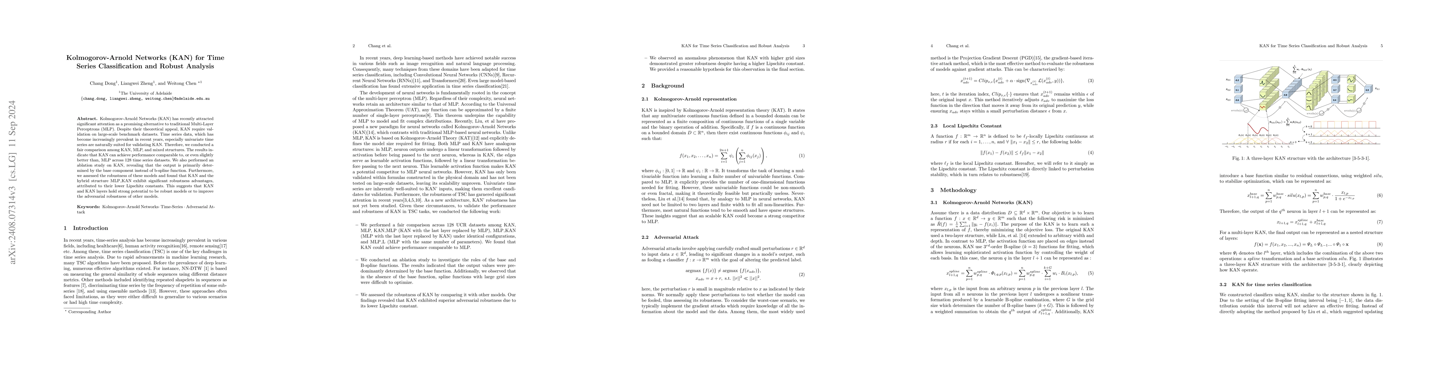 Thumbnail for Kolmogorov-Arnold Networks (KAN) for Time Series Classification and
  Robust Analysis