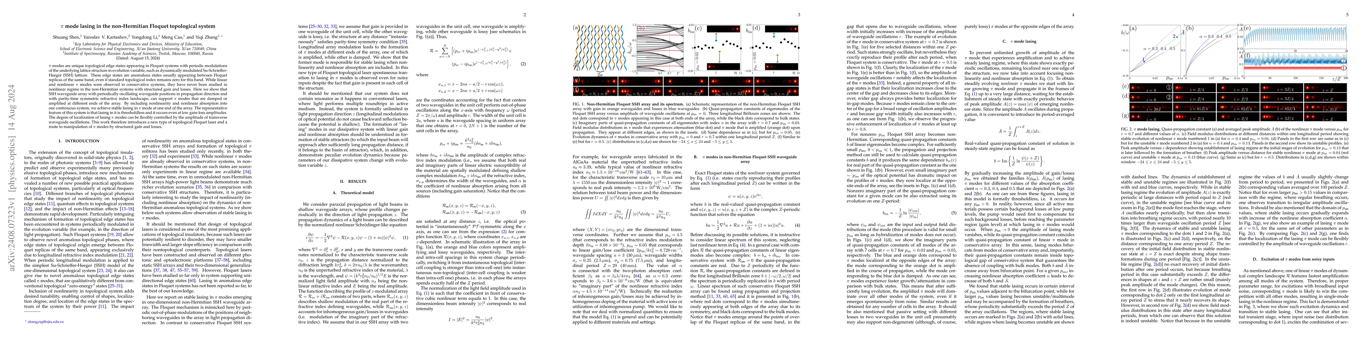 Thumbnail for $π$ mode lasing in the non-Hermitian Floquet topological system