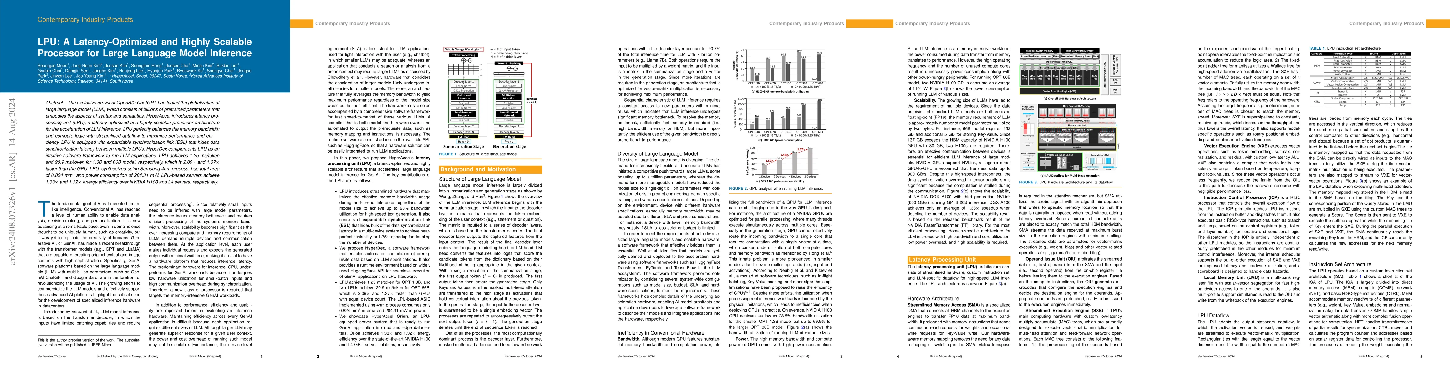 Thumbnail for LPU: A Latency-Optimized and Highly Scalable Processor for Large
  Language Model Inference