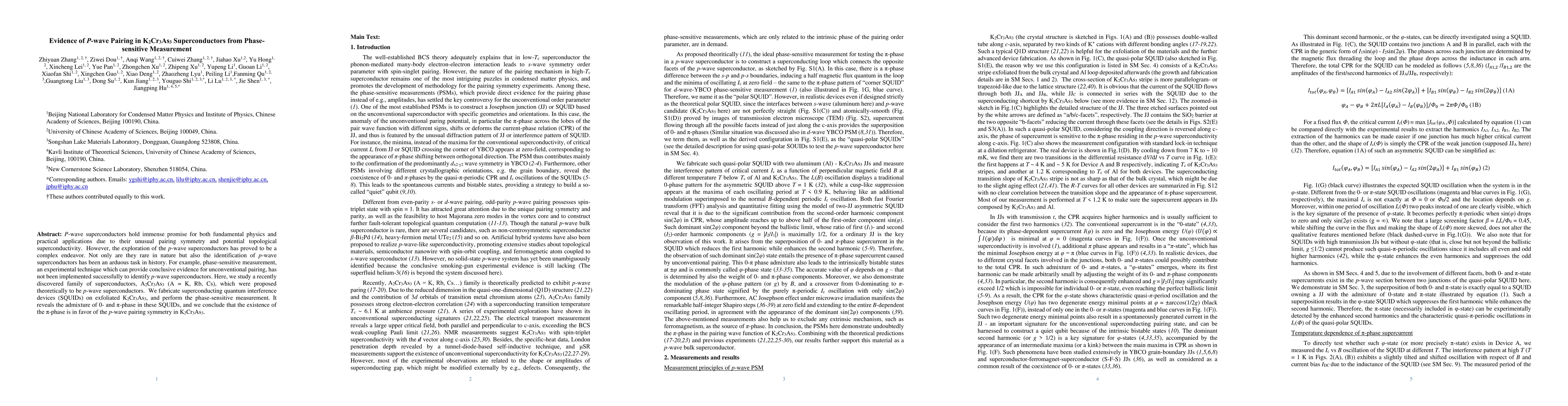Thumbnail for Evidence of P-wave Pairing in K2Cr3As3 Superconductors from
  Phase-sensitive Measurement