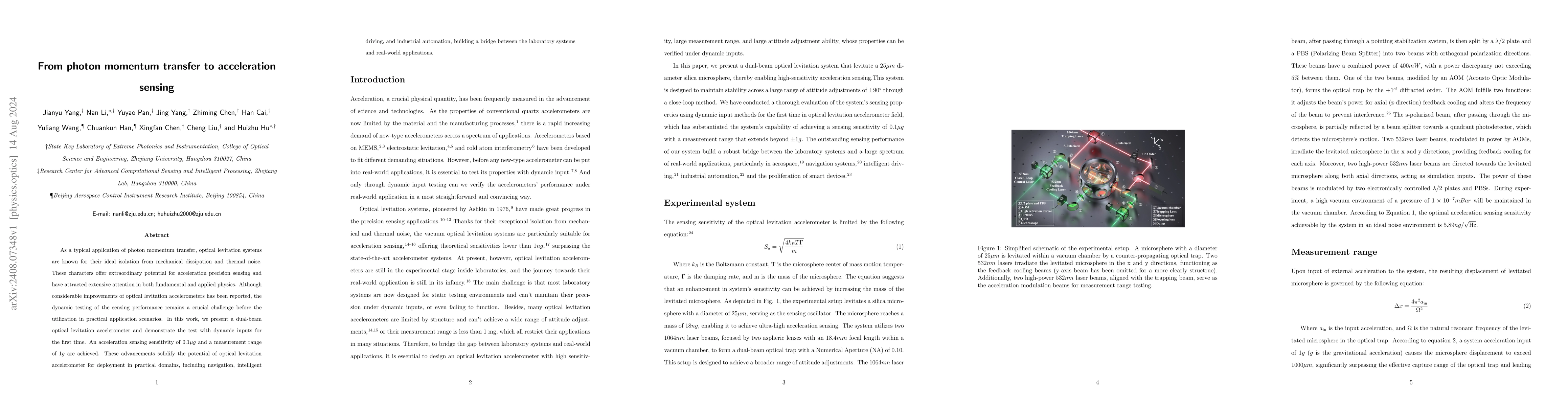 Thumbnail for From photon momentum transfer to acceleration sensing
