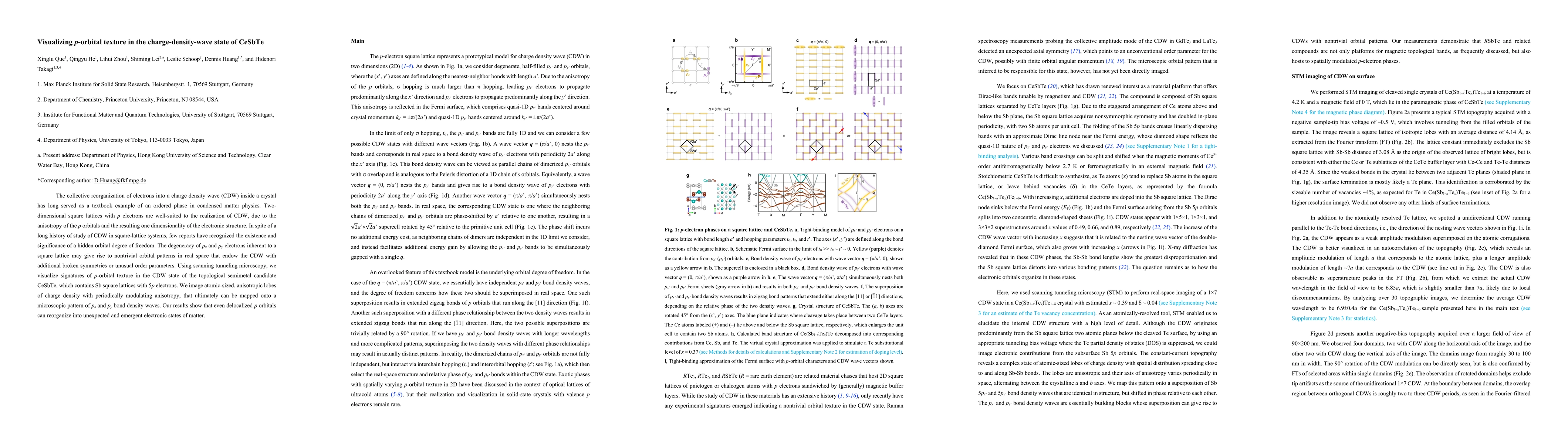 Thumbnail for Visualizing $p$-orbital texture in the charge-density-wave state of
  CeSbTe