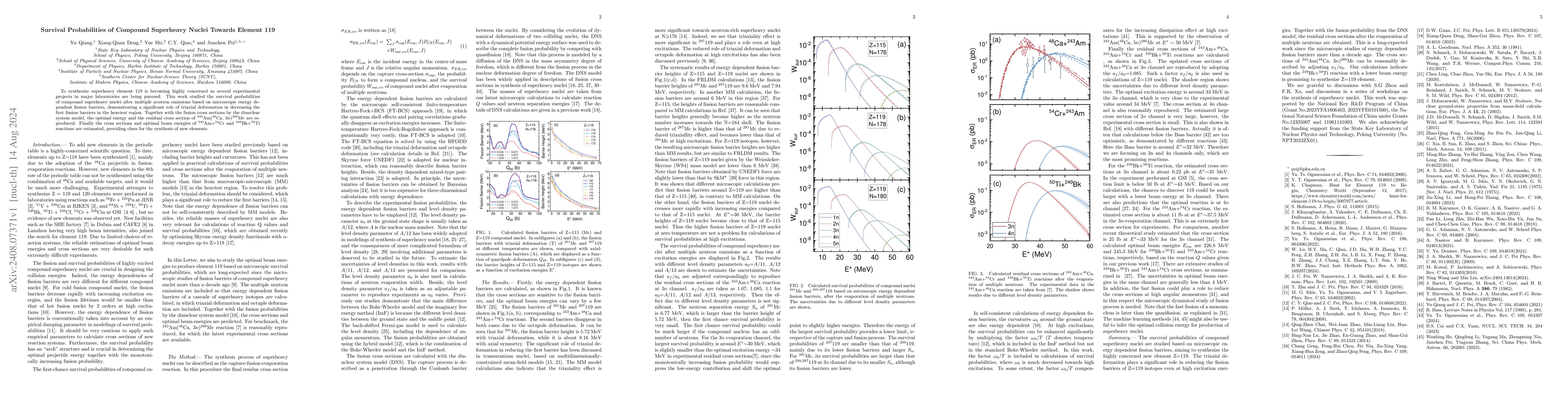 Thumbnail for Survival Probabilities of Compound Superheavy Nuclei Towards Element 119