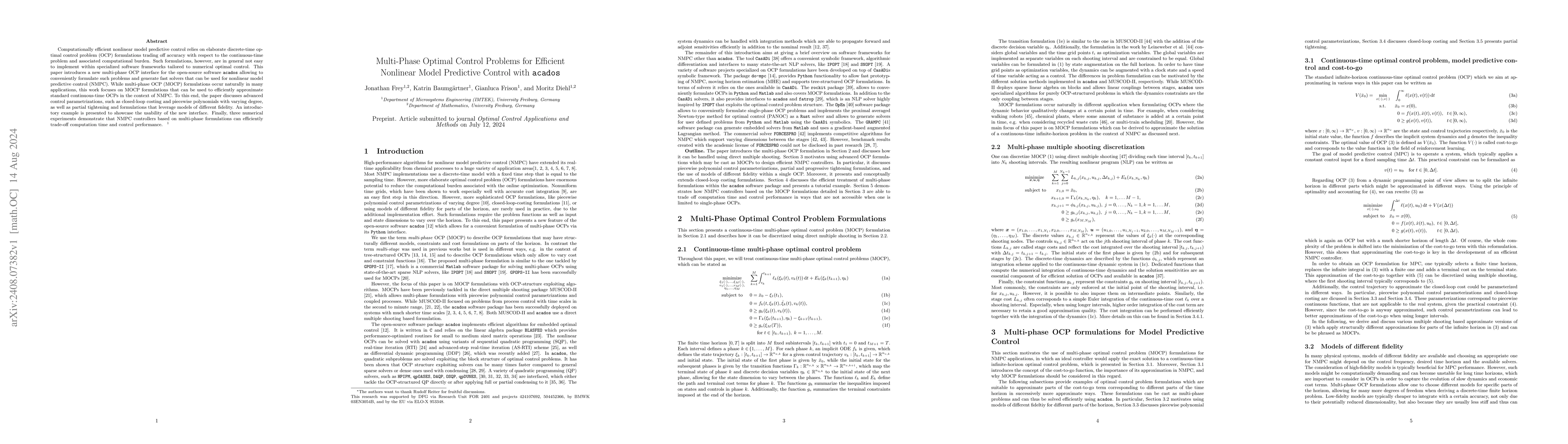 Thumbnail for Multi-Phase Optimal Control Problems for Efficient Nonlinear Model
  Predictive Control with acados