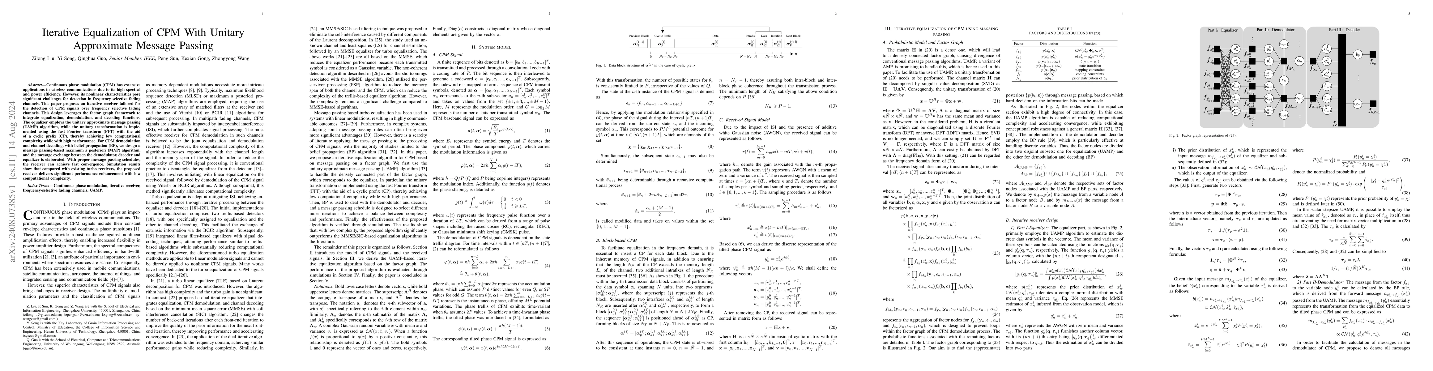 Thumbnail for Iterative Equalization of CPM With Unitary Approximate Message Passing