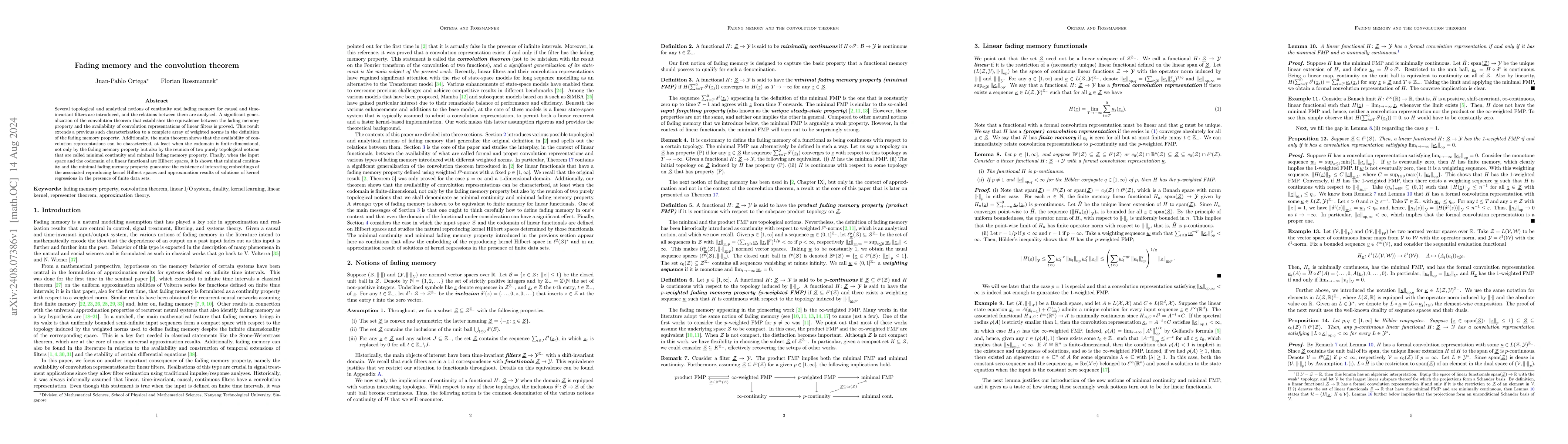 Thumbnail for Fading memory and the convolution theorem