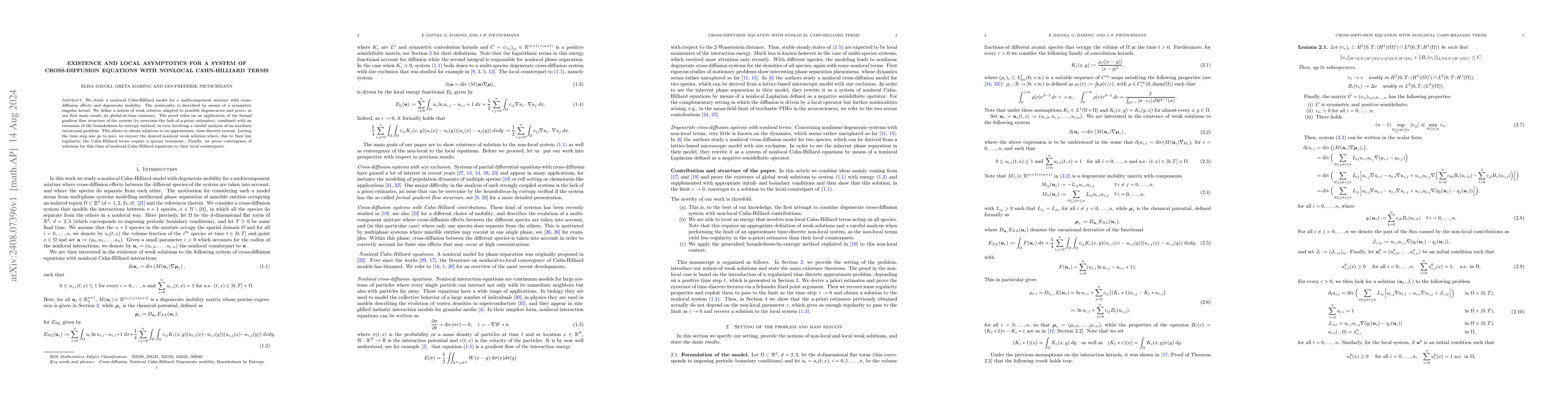Thumbnail for Existence and local asymptotics for a system of cross-diffusion
  equations with nonlocal Cahn-Hilliard terms