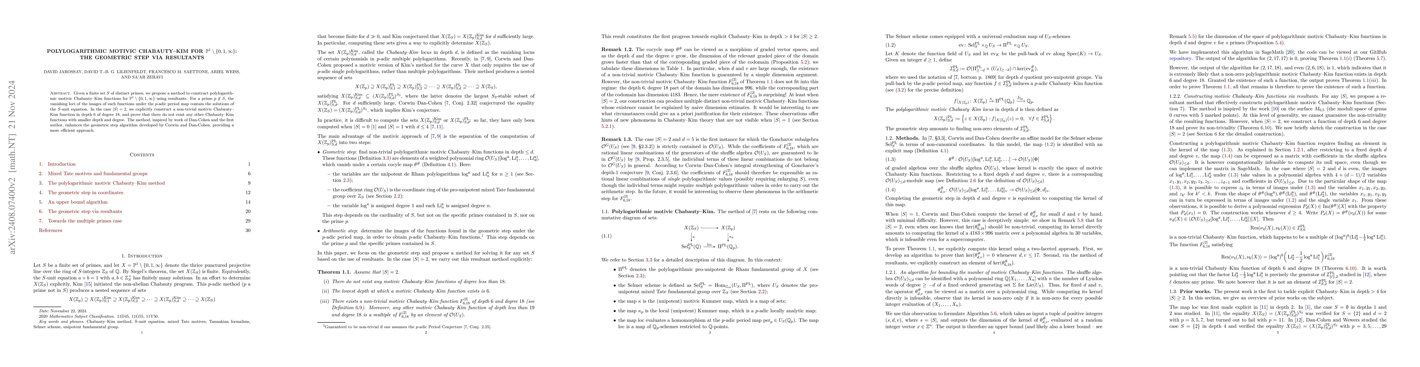 Thumbnail for Polylogarithmic motivic Chabauty-Kim for $\mathbb{P}^1 \setminus \{
  0,1,\infty \}$: the geometric step via resultants