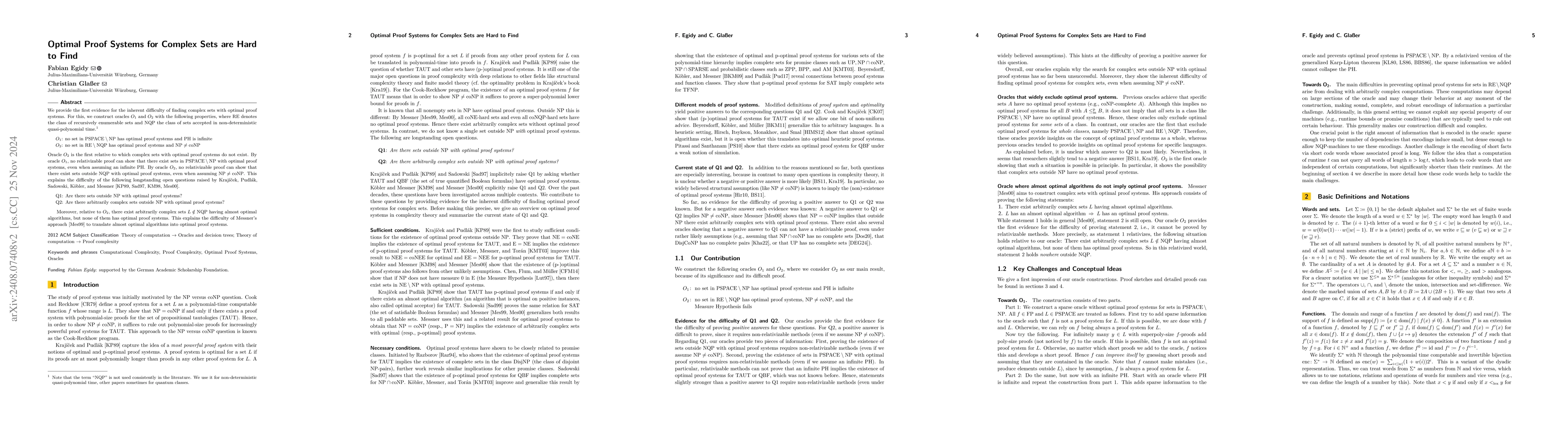 Thumbnail for Optimal Proof Systems for Complex Sets are Hard to Find