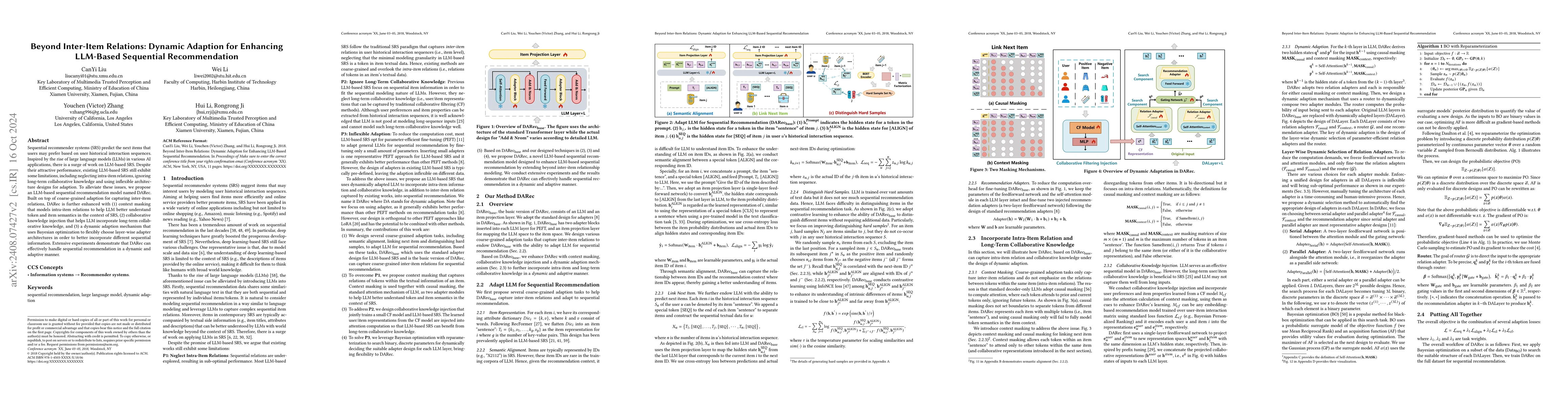 Thumbnail for Beyond Inter-Item Relations: Dynamic Adaption for Enhancing LLM-Based
  Sequential Recommendation