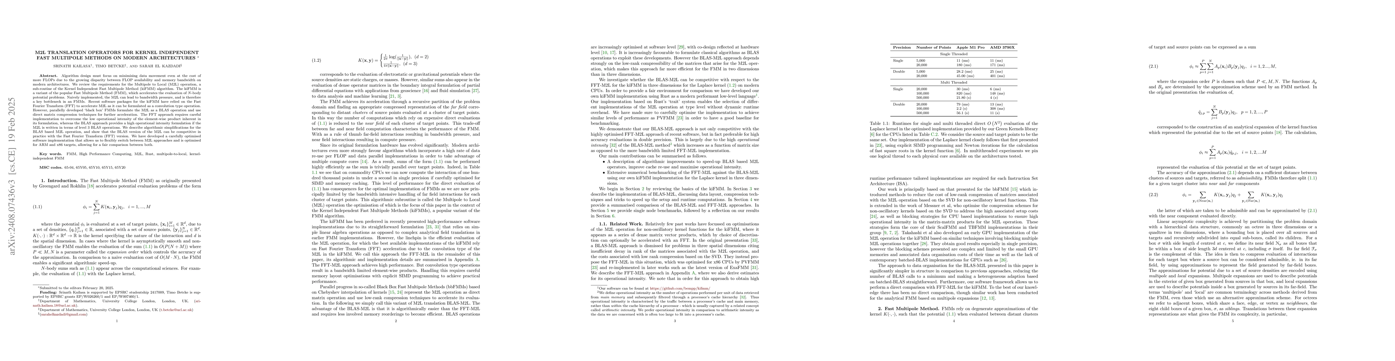 Thumbnail for M2L Translation Operators for Kernel Independent Fast Multipole Methods
  on Modern Architectures