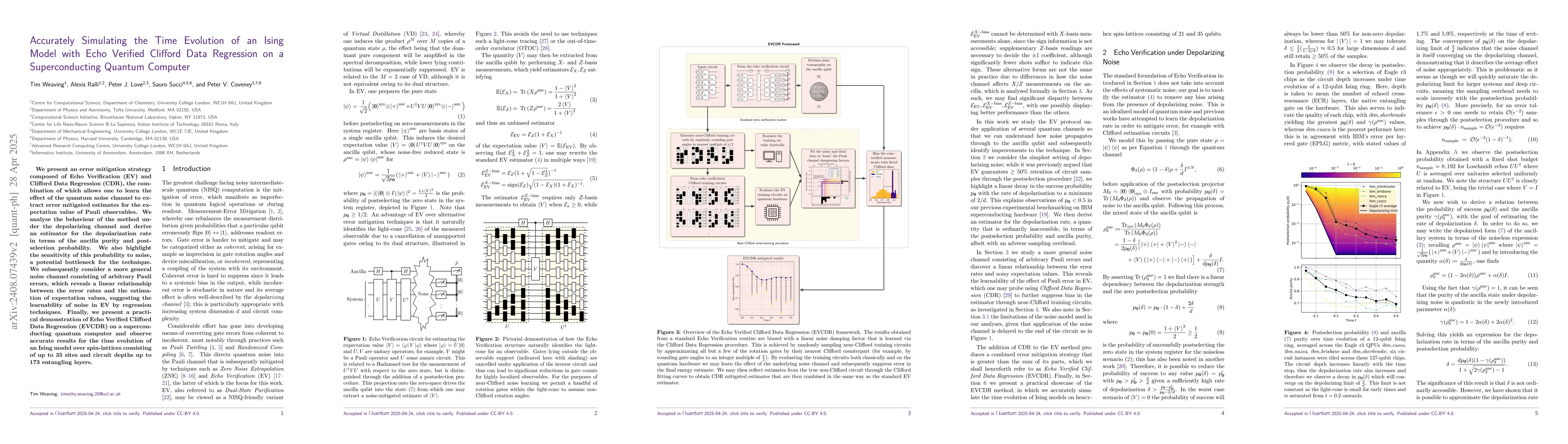 Thumbnail for Accurately Simulating the Time Evolution of an Ising Model with Echo
  Verified Clifford Data Regression on a Superconducting Quantum Computer