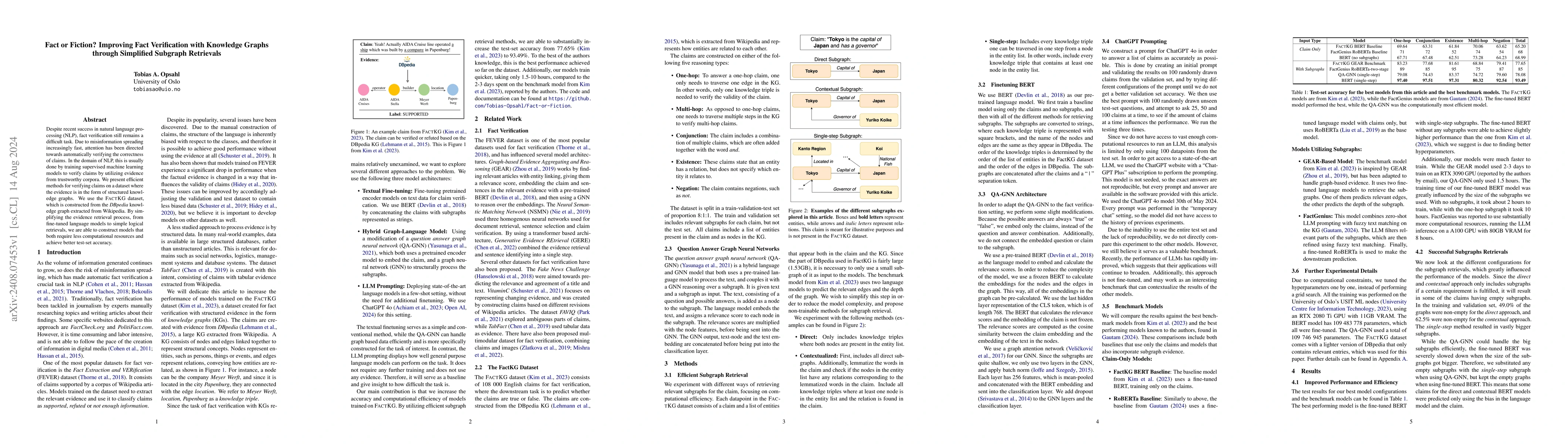 Thumbnail for Fact or Fiction? Improving Fact Verification with Knowledge Graphs
  through Simplified Subgraph Retrievals